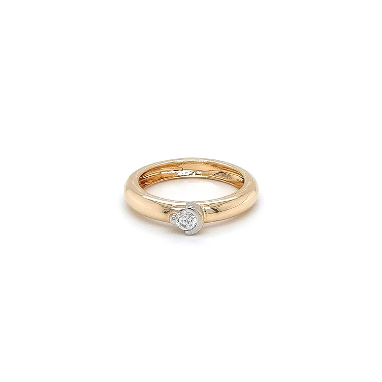 Gold Engagement Ring with Zircon
