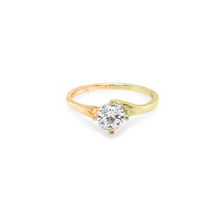 Gold Engagement Ring with Zircon