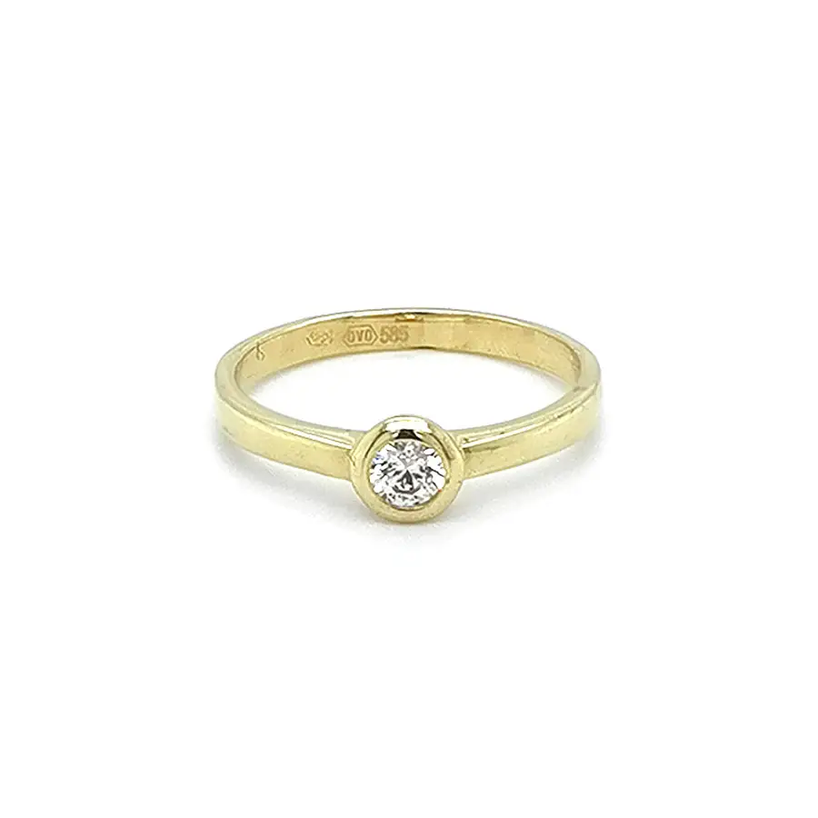 Gold Engagement Ring with Zircon
