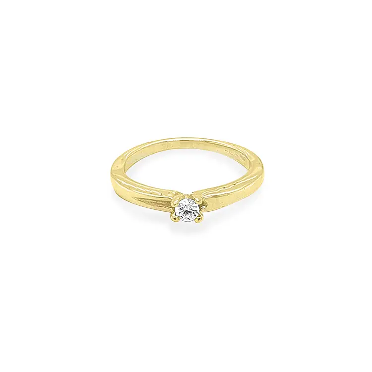 Gold Engagement Ring with Zircon
