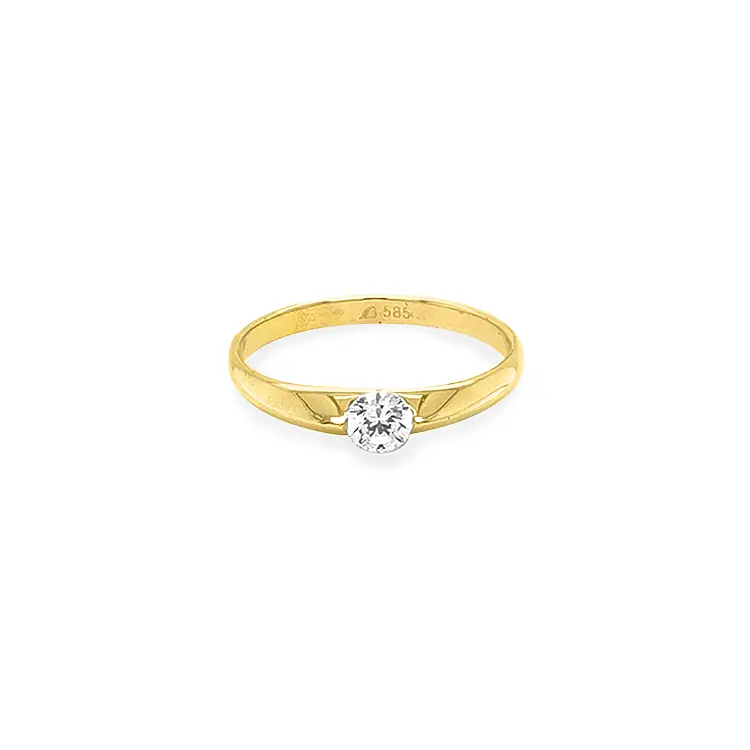 Gold Engagement Ring with Zircon