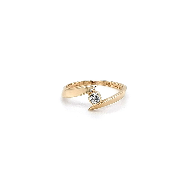 Gold Engagement Ring with Zircon