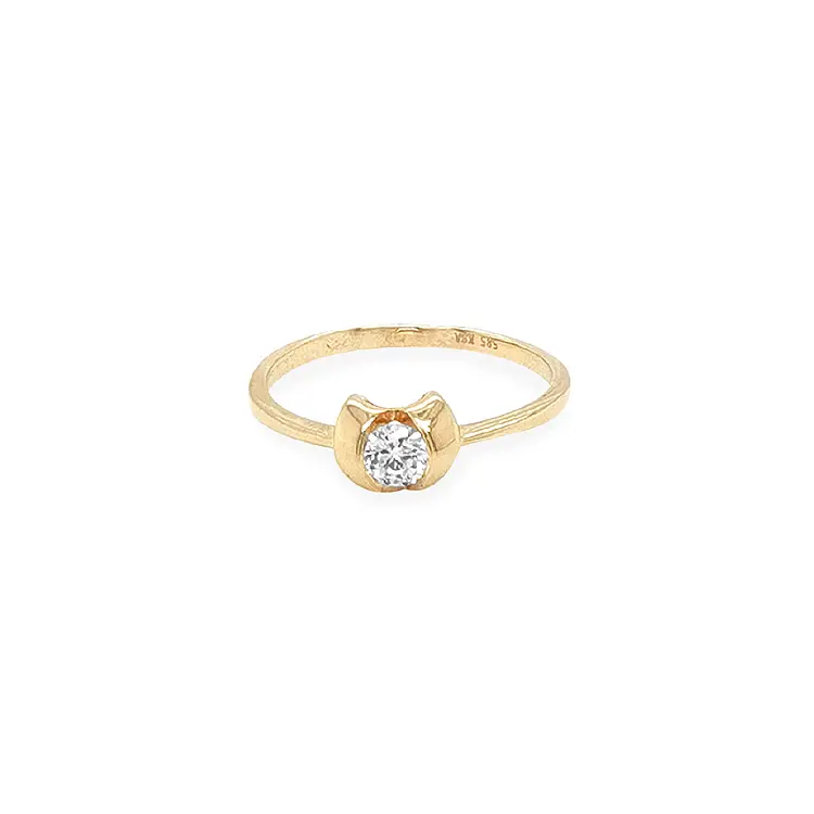 Gold Engagement Ring with Zircon