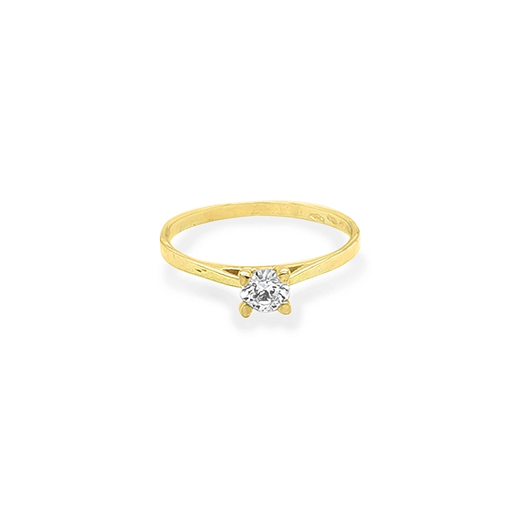 Gold Engagement Ring with Zircon