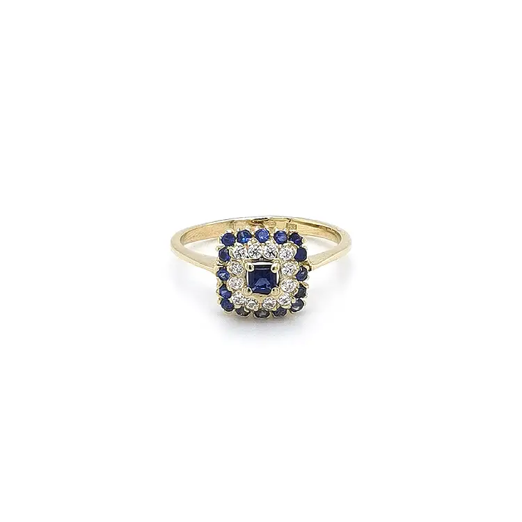 Gold Ring with Blue Stones