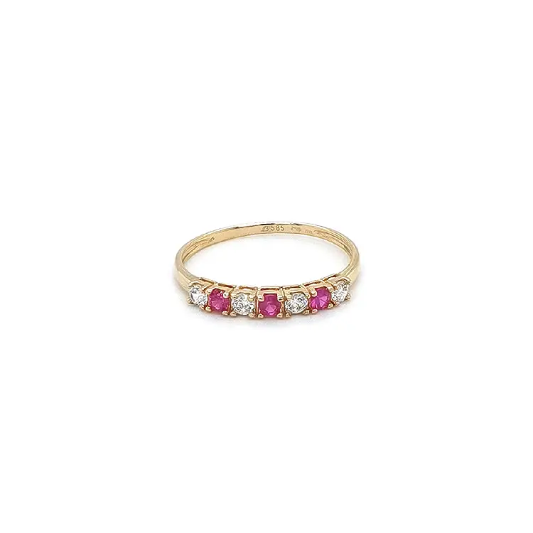 Gold Ring with Pink Stones