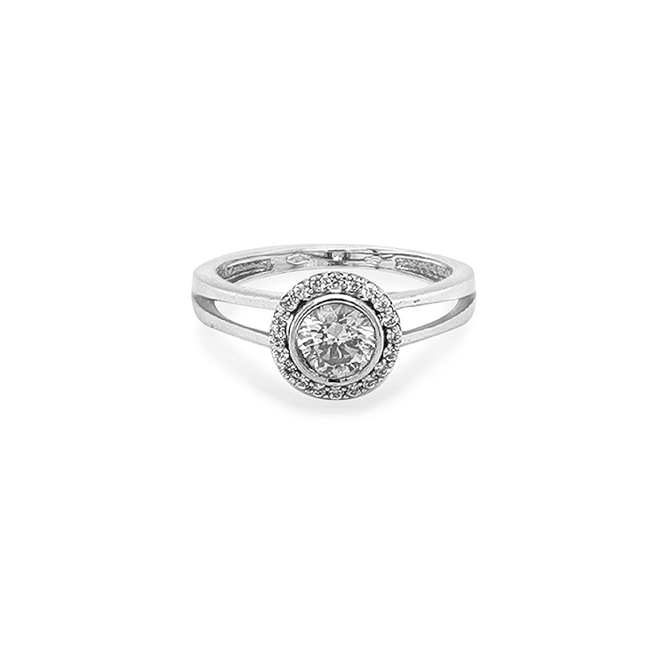 Gold Engagement Ring with Zircones