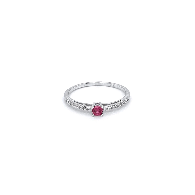 Ring with Red Stone in White Gold