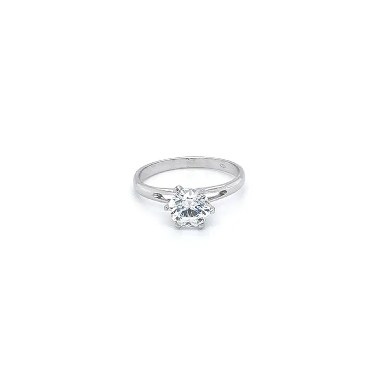 Engagement Ring with White Gold Zircon