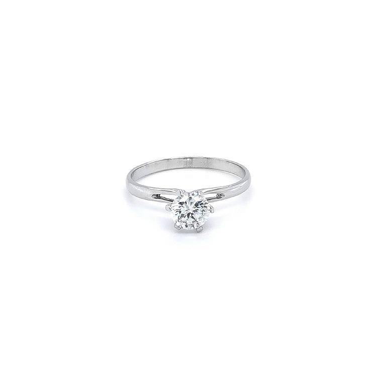 Engagement Ring with White Gold Zircon