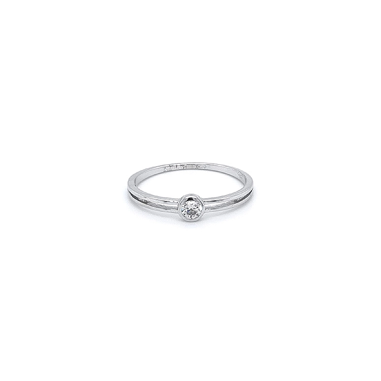 Engagement Ring with White Gold Zircon