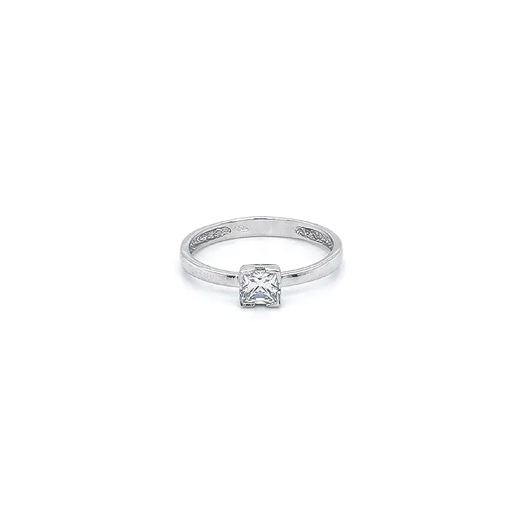 Engagement Ring with White Gold Zircon