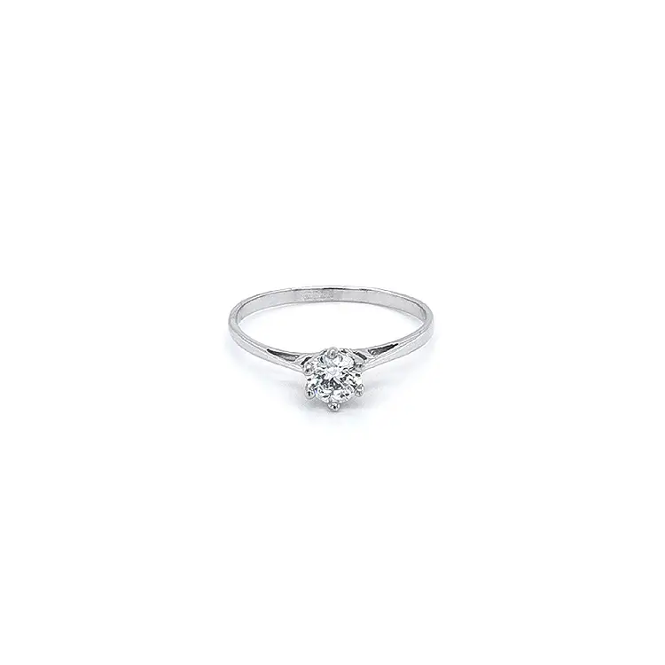 Engagement Ring with White Gold Zircon