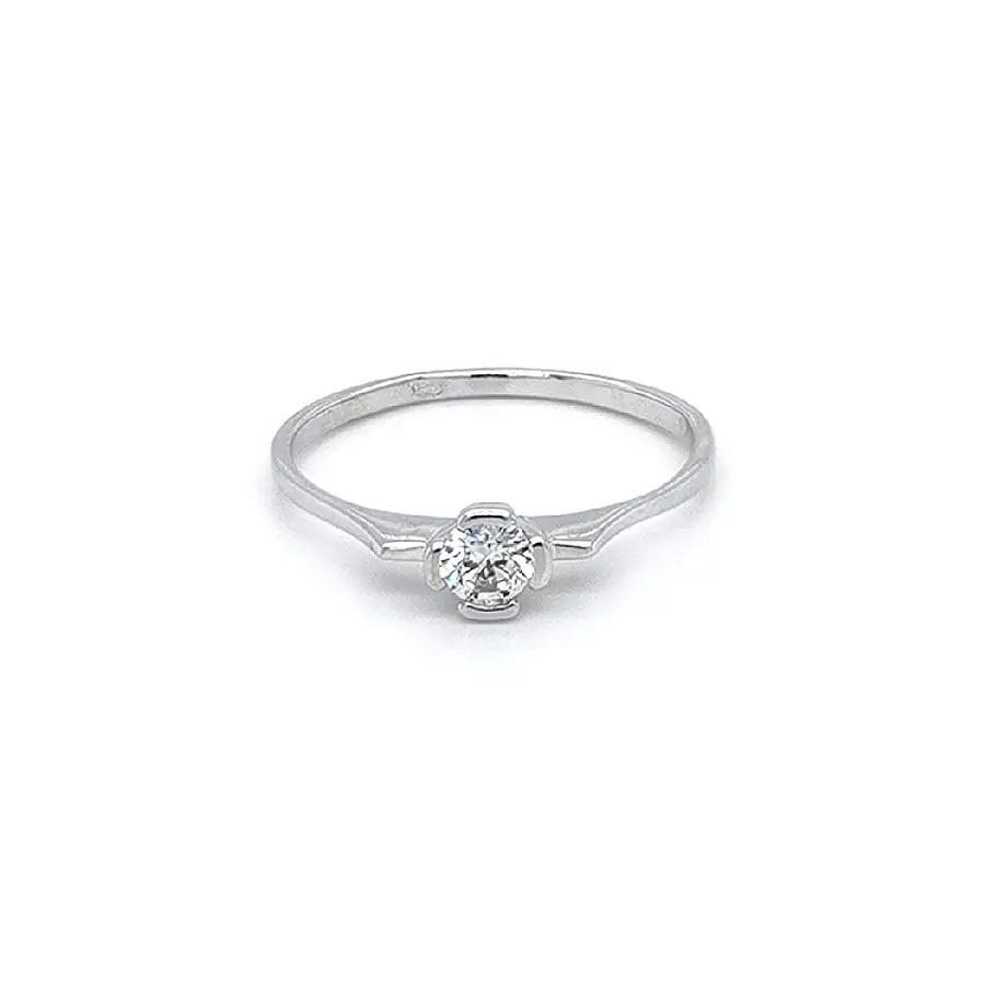 Engagement Ring with White Gold Zircon
