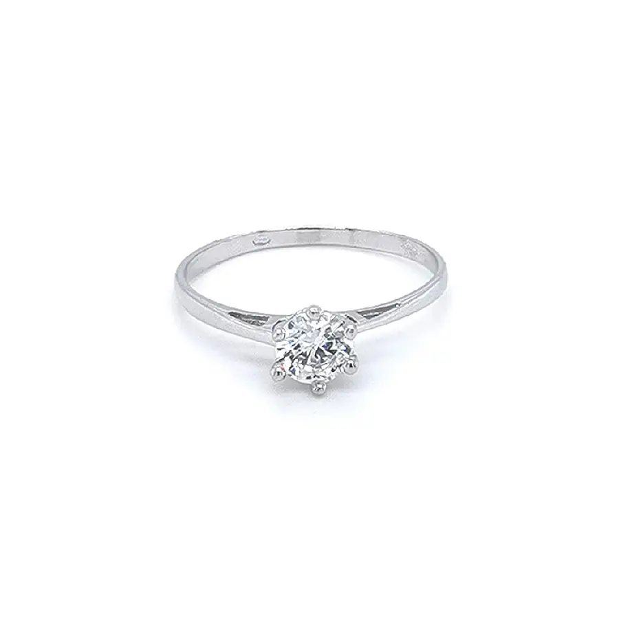 Engagement Ring with White Gold Zircon