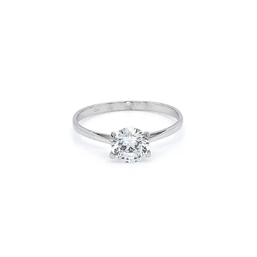 Engagement Ring with White Gold Zircon