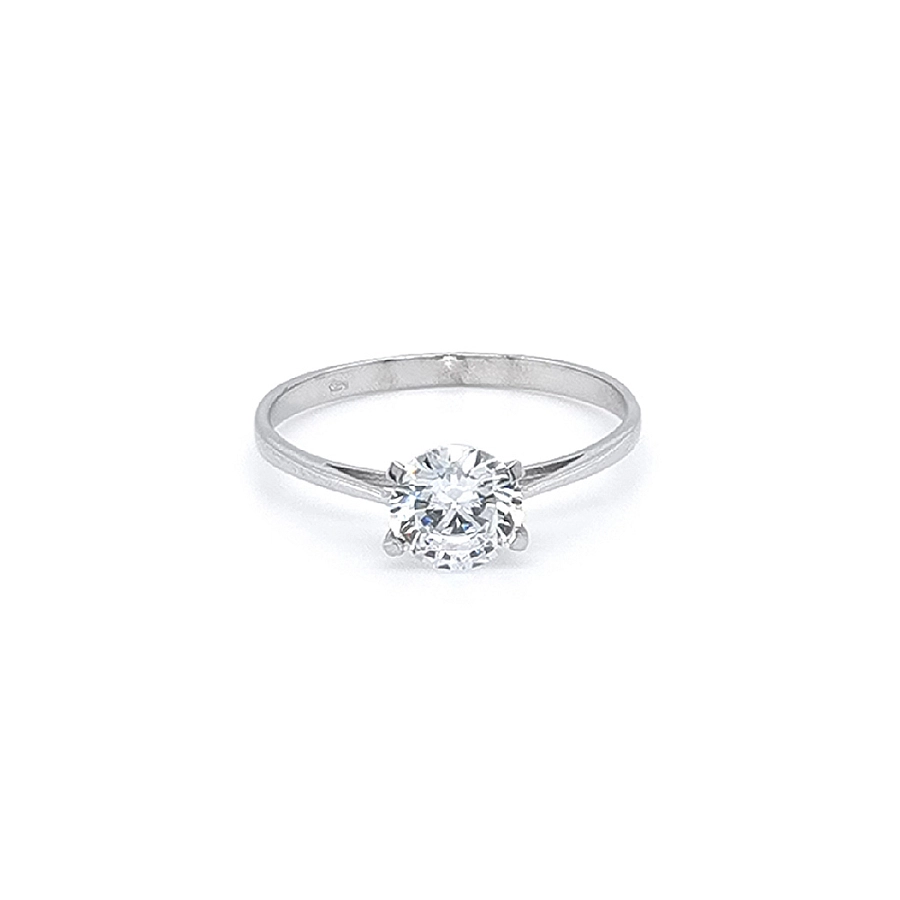 Engagement Ring with White Gold Zircon