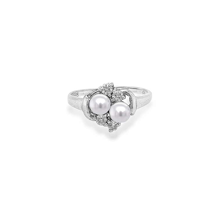 Gold Ring with Pearl and Zircones