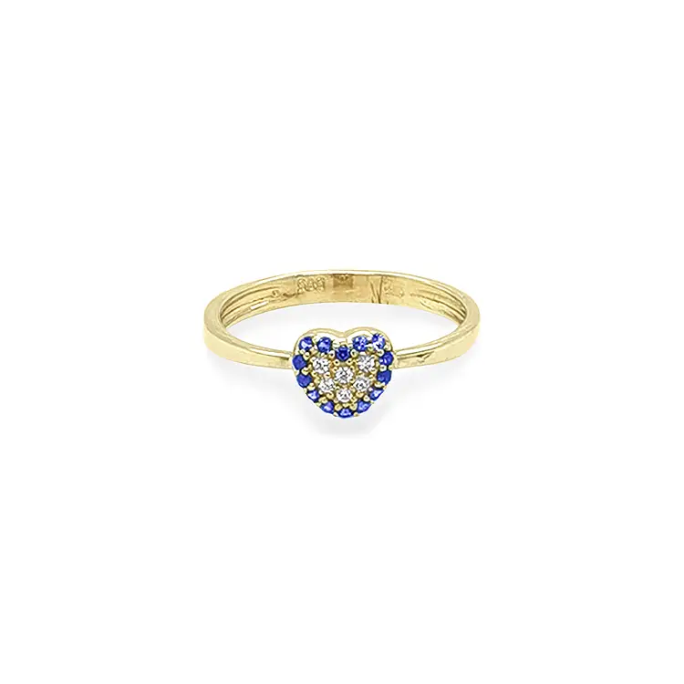Gold Heart Ring with Colored Stones