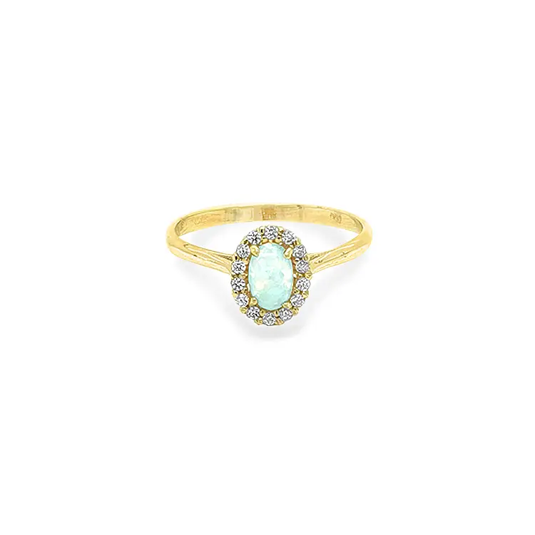Gold Ring with Opal and Zircones