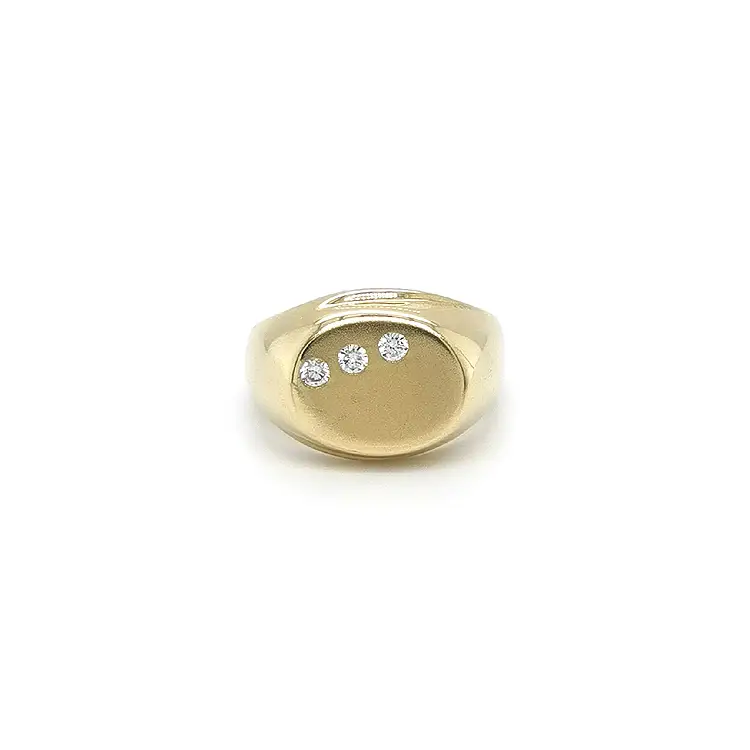 Gold Men's Ring with Zircons