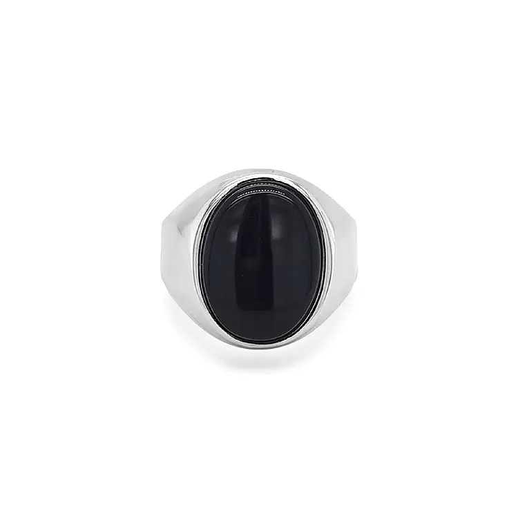 Golden Men's Ring with Onyx