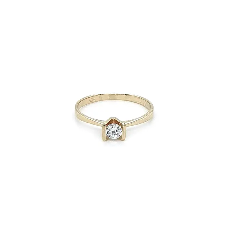 Gold Engagement Ring with Zircon