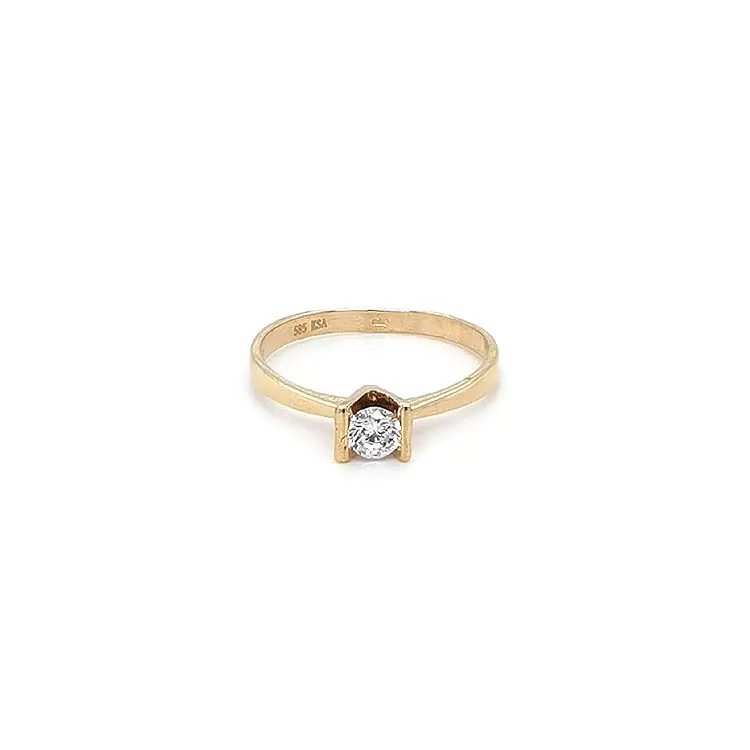 Gold Engagement Ring with Zircon