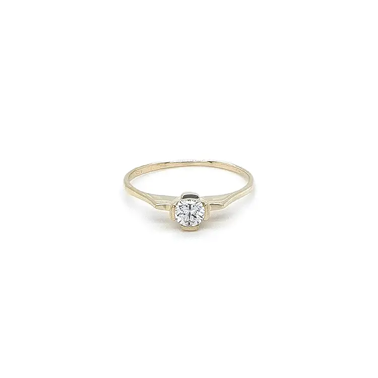 Gold Engagement Ring with Zircon