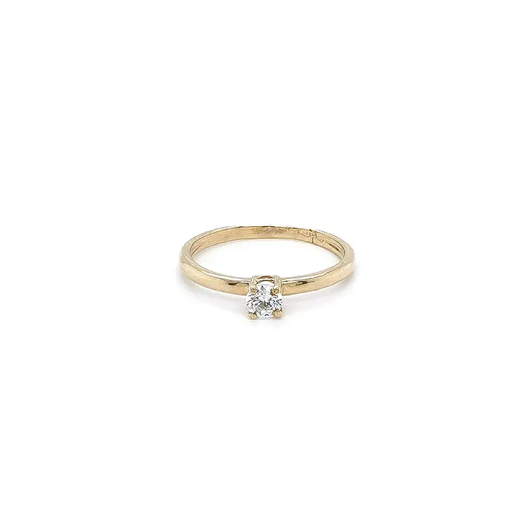 Gold Engagement Ring with Zircon