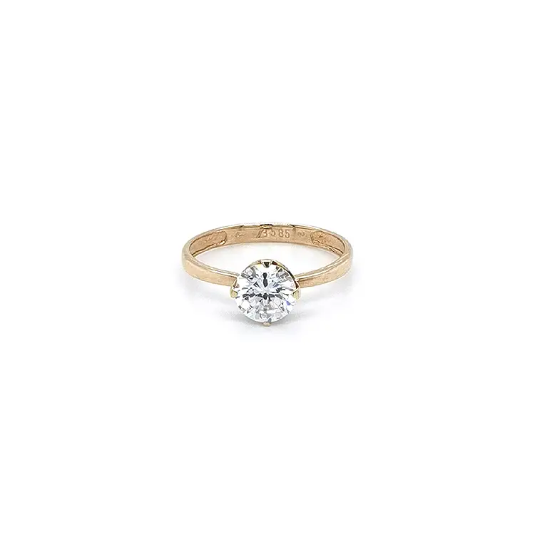 Gold Engagement Ring with Zircon