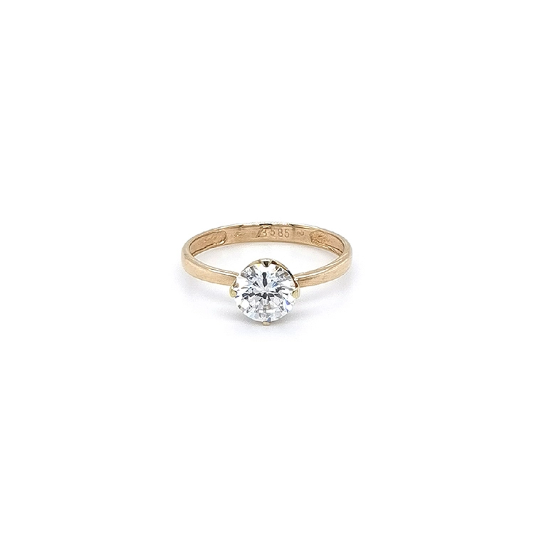 Gold Engagement Ring with Zircon