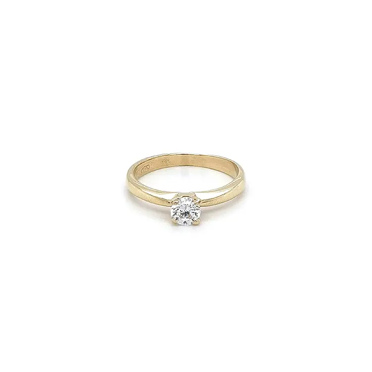 Gold Engagement Ring with Zircon