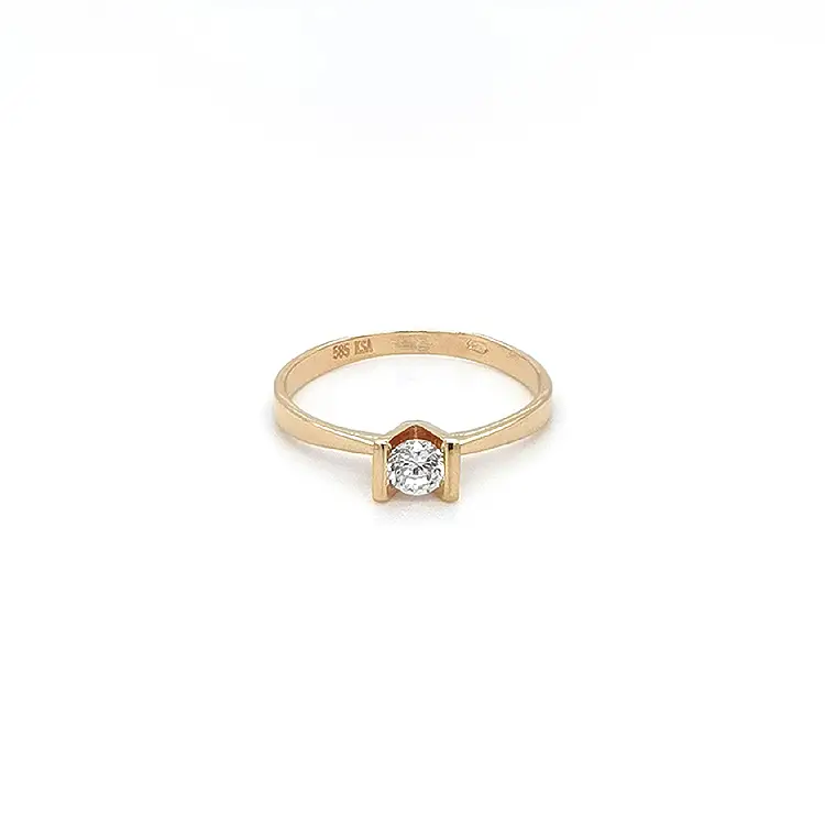 Gold Engagement Ring with Zircon