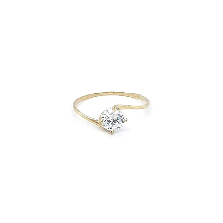 Gold Engagement Ring with Zircon
