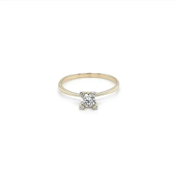 Gold Engagement Ring with Zircon