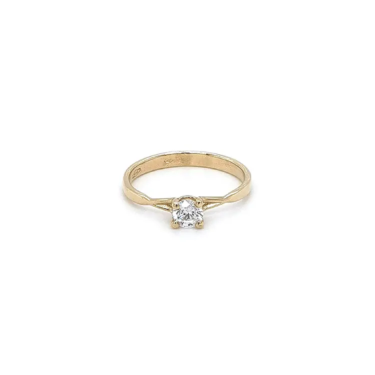 Gold Engagement Ring with Zircon