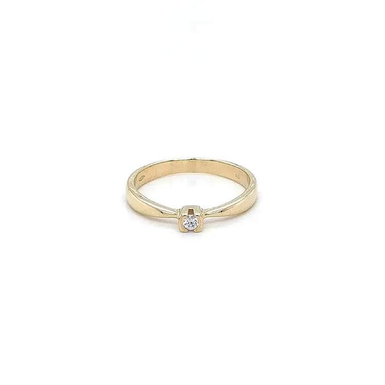 Gold Engagement Ring with Zircon