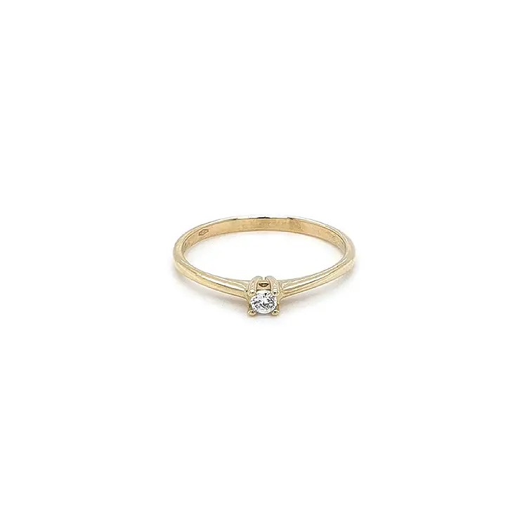 Gold Engagement Ring with Zircon