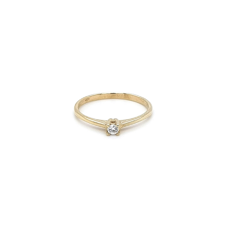 Gold Engagement Ring with Zircon