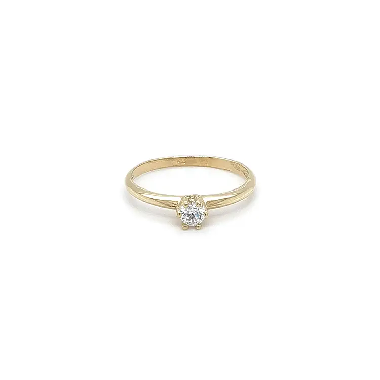Gold Engagement Ring with Zircon