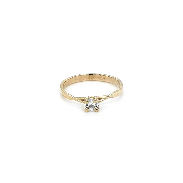 Gold Engagement Ring with Zircon