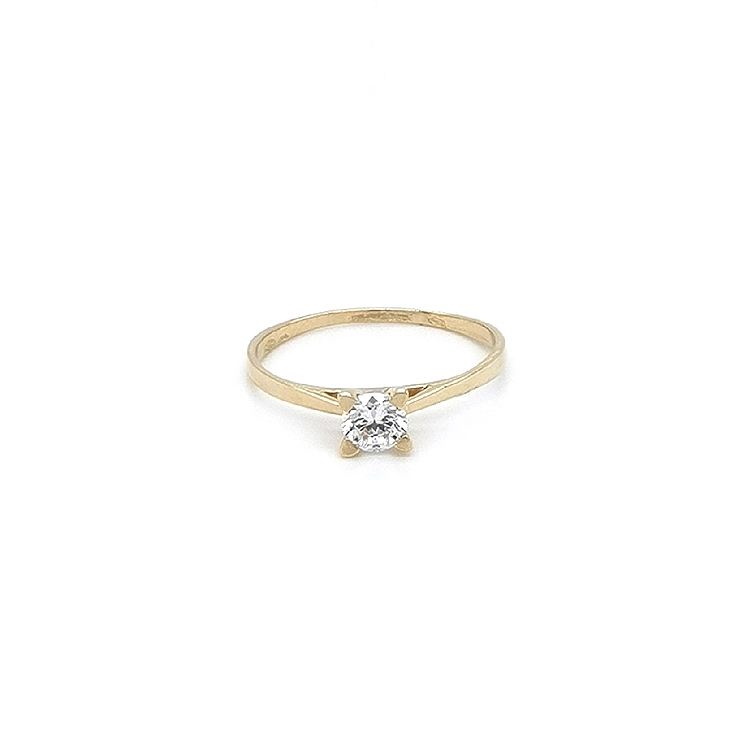 Gold Engagement Ring with Zircon