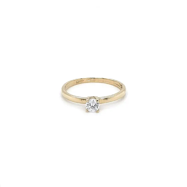 Gold Engagement Ring with Zircon