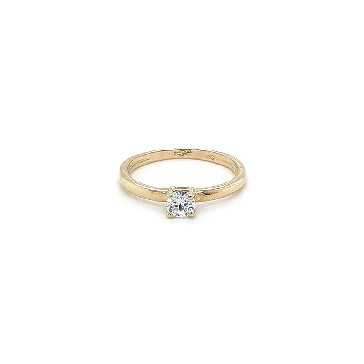 Gold Engagement Ring with Zircon