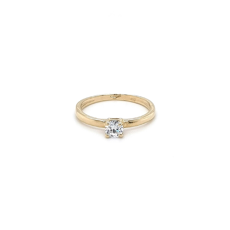 Gold Engagement Ring with Zircon