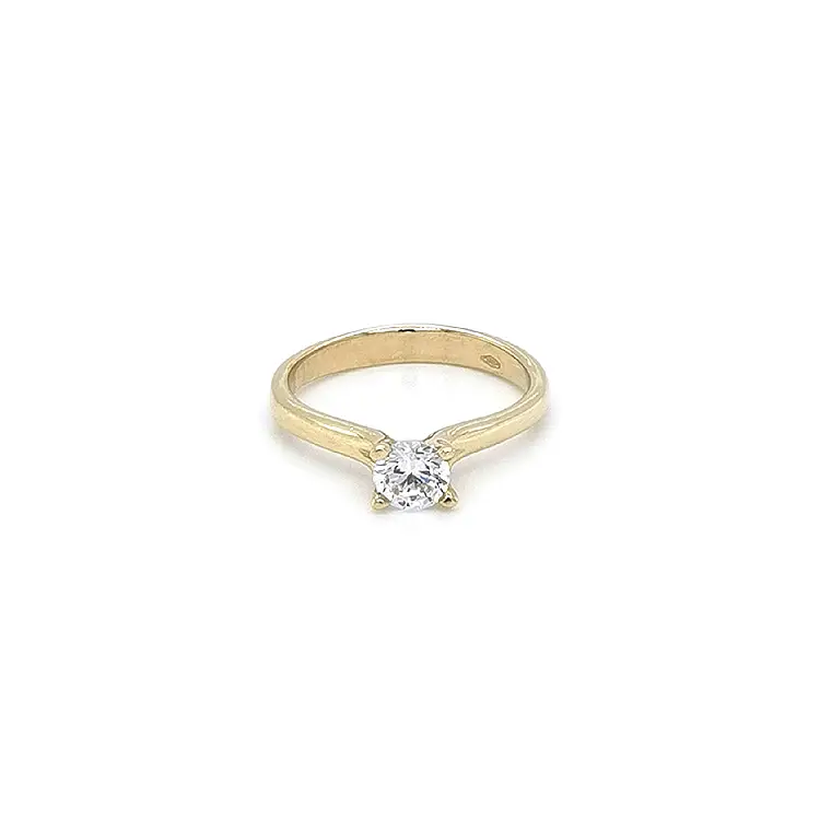 Gold Engagement Ring with Zircon
