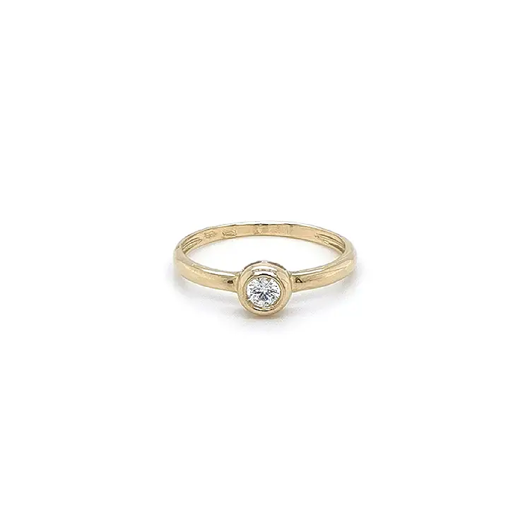 Gold Engagement Ring with Zircon