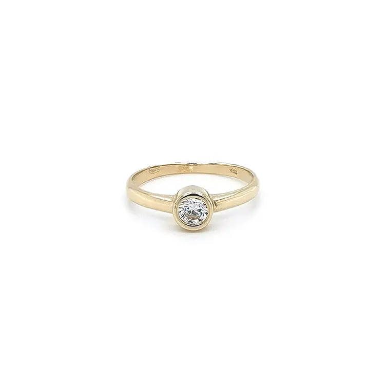 Gold Engagement Ring with Zircon