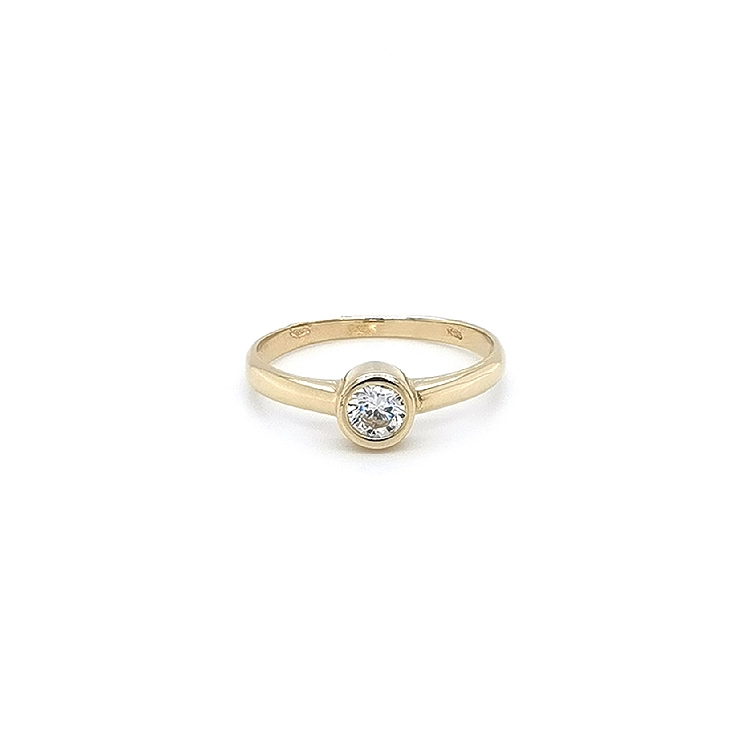 Gold Engagement Ring with Zircon